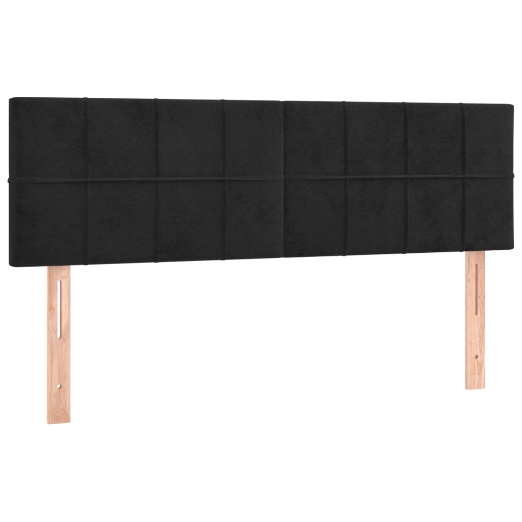 LED Headboard Black 144 cm Velvet