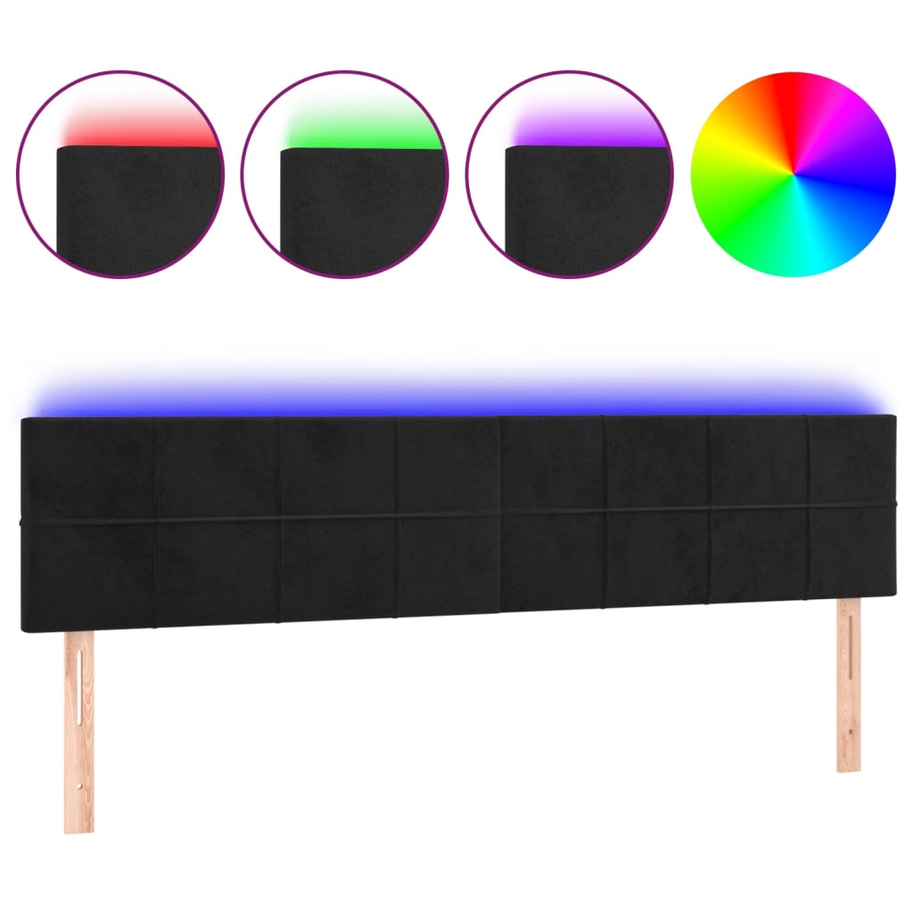 LED Headboard Black 160x5x78/88 cm Velvet