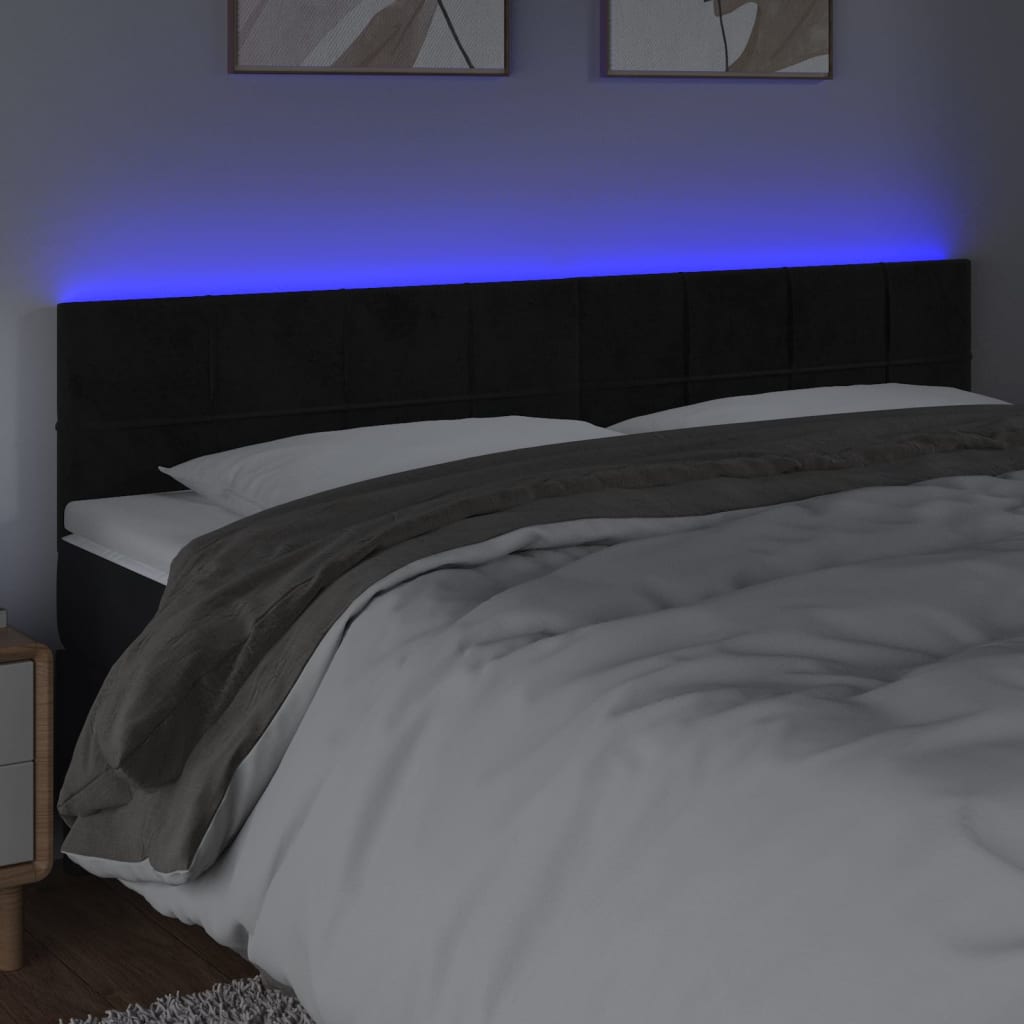 LED Headboard Black 200 cm Velvet