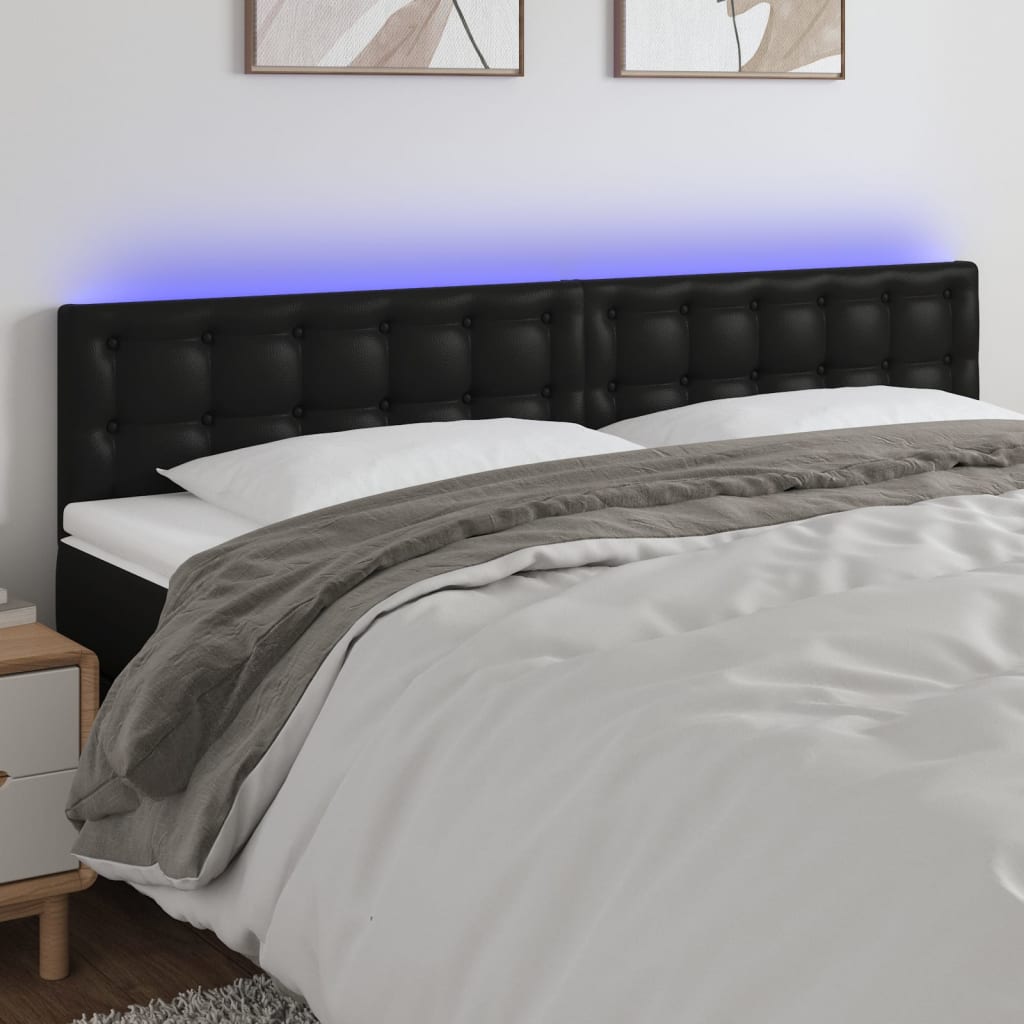 LED Headboard Black 160 cm Faux Leather