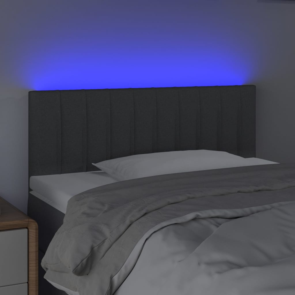 LED Headboard Dark Grey 100x5x78/88 cm Fabric