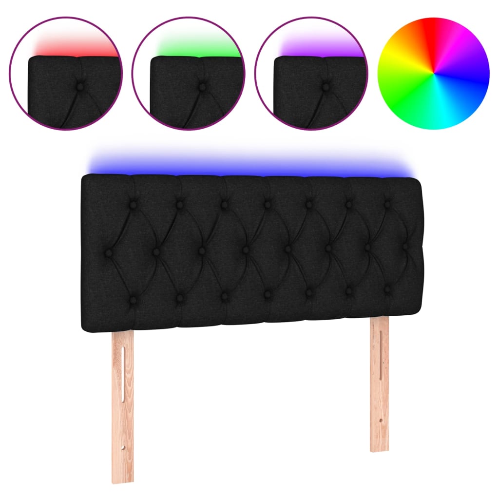 LED Headboard Black 100x7x78/88 cm Fabric