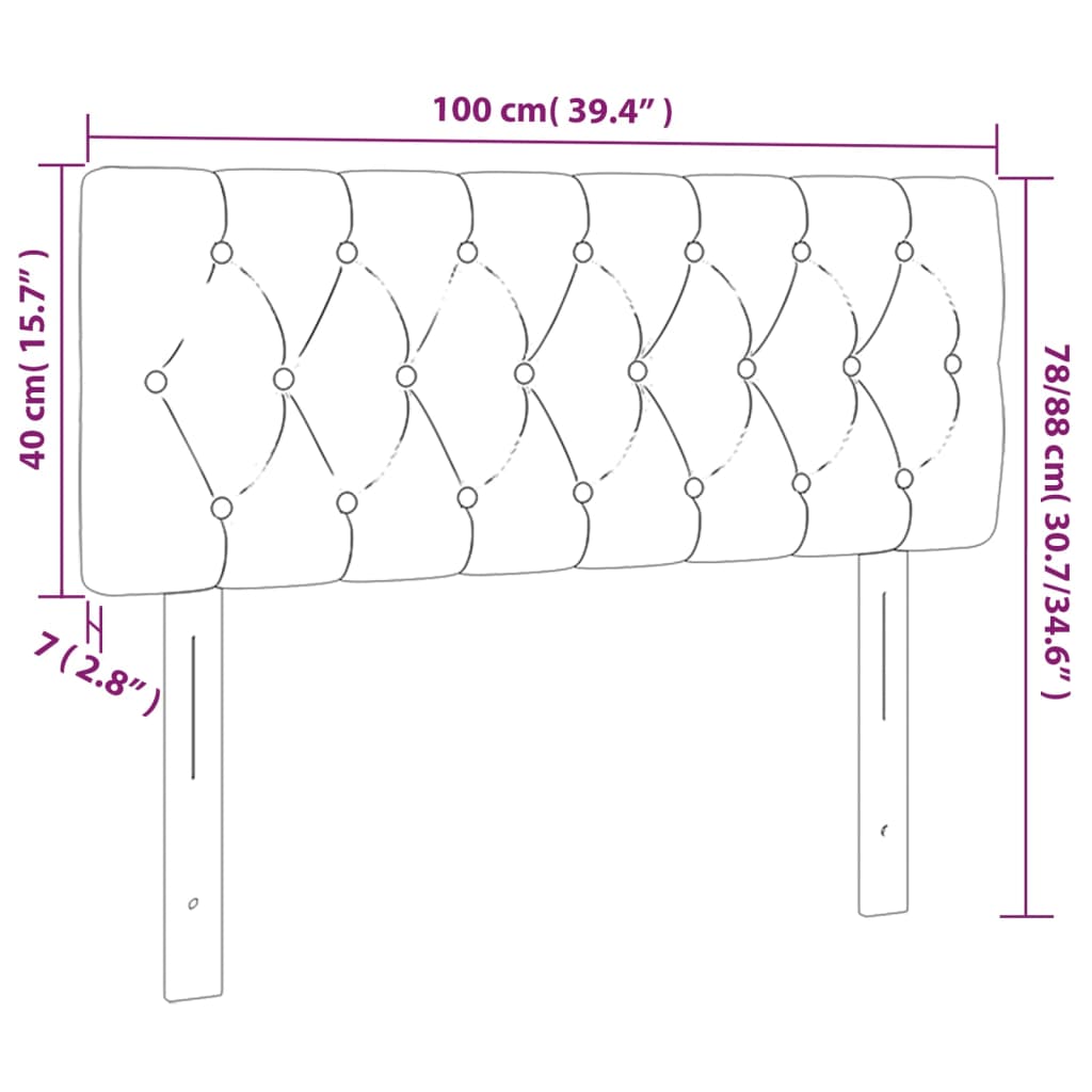 LED Headboard Black 100x7x78/88 cm Fabric