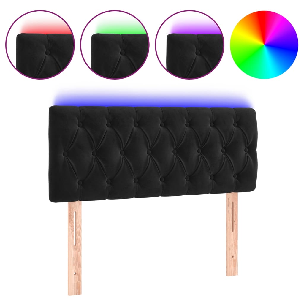 LED Headboard Black 100x7x78/88 cm Velvet