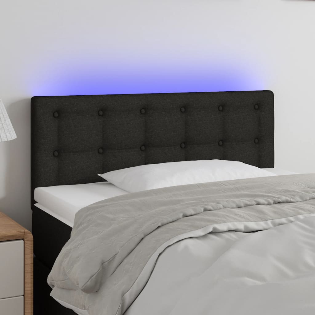 LED Headboard Black 100x5x78/88 cm Fabric