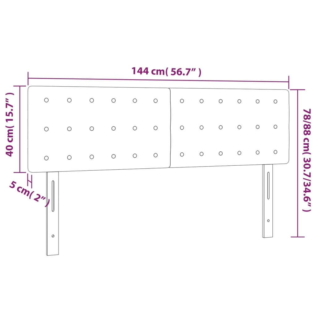 LED Headboard Dark Grey 144x5x78/88 cm Fabric