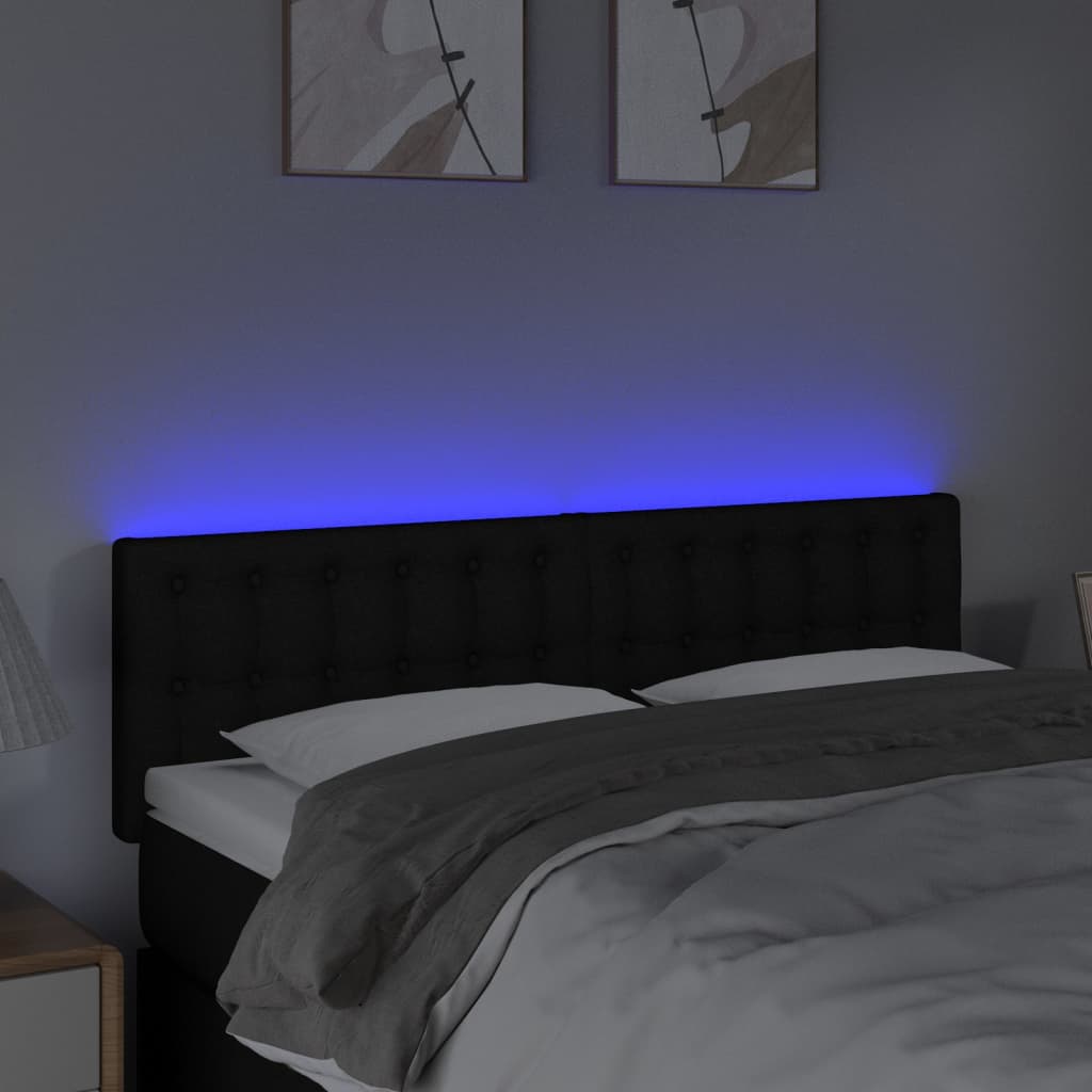 LED Headboard Black 144 cm Fabric