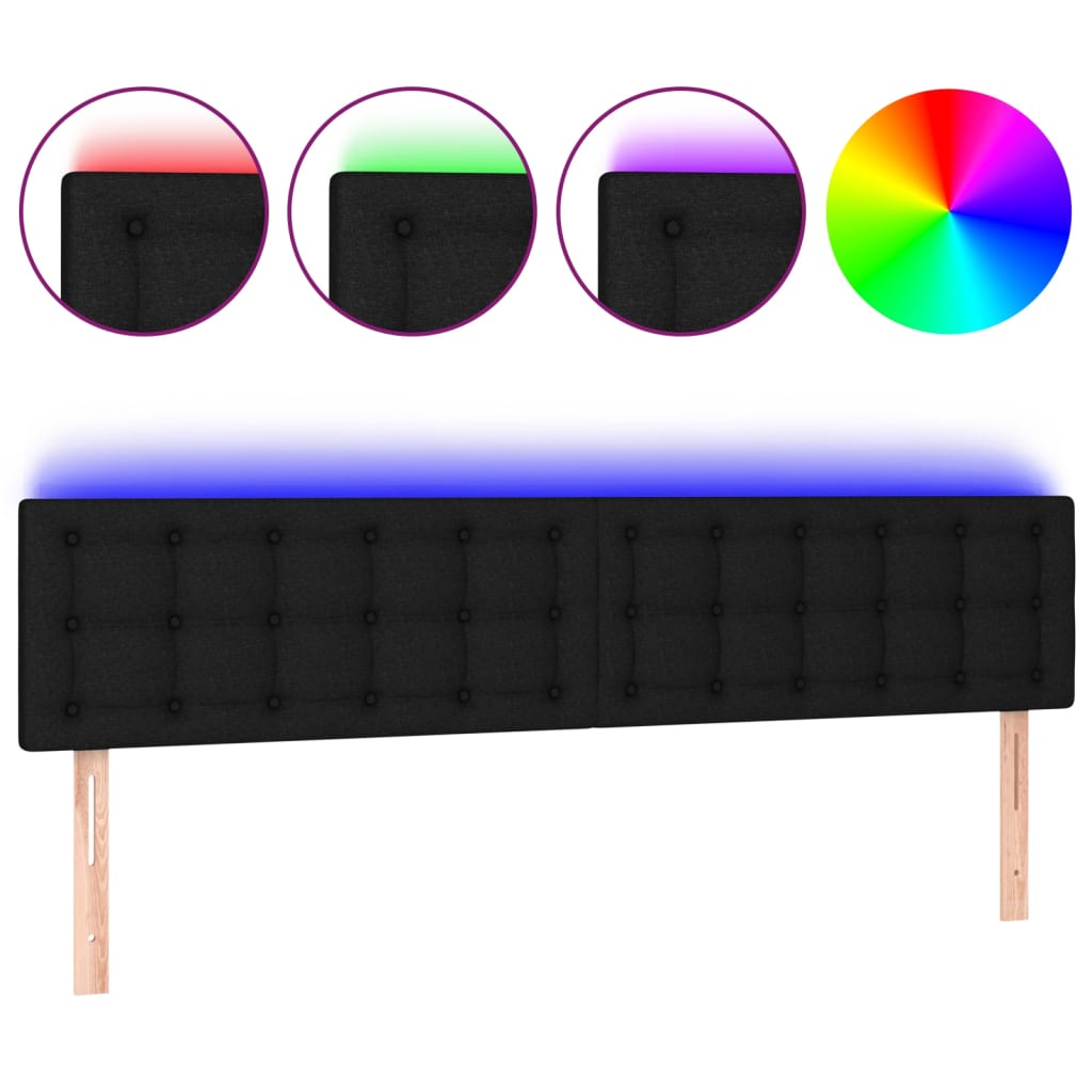 LED Headboard Black 160x5x78/88 cm Fabric