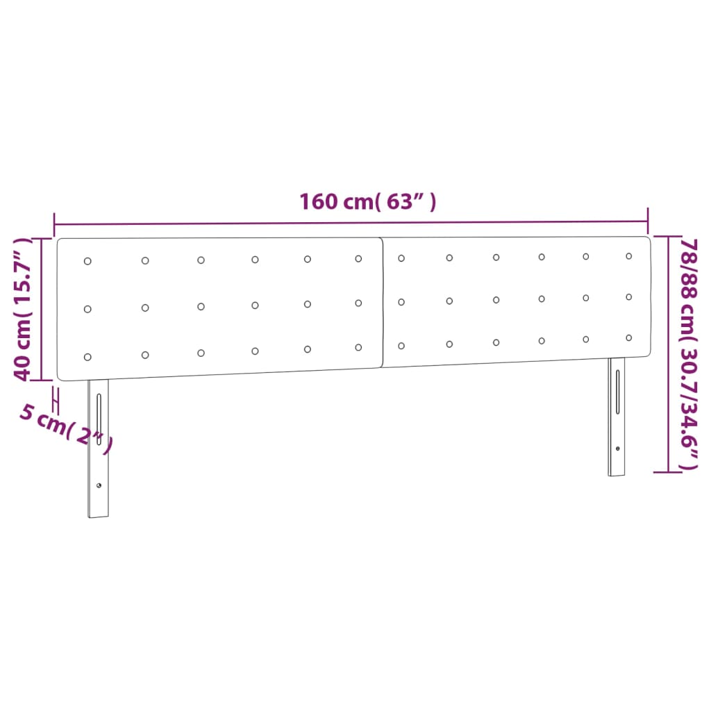 LED Headboard Black 160x5x78/88 cm Fabric