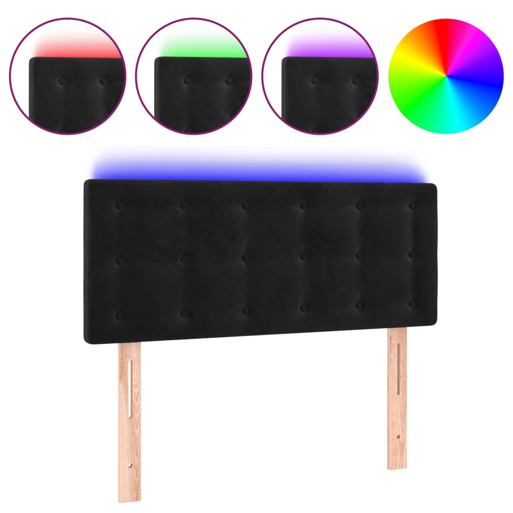 LED Headboard Black 100x5x78/88 cm Velvet