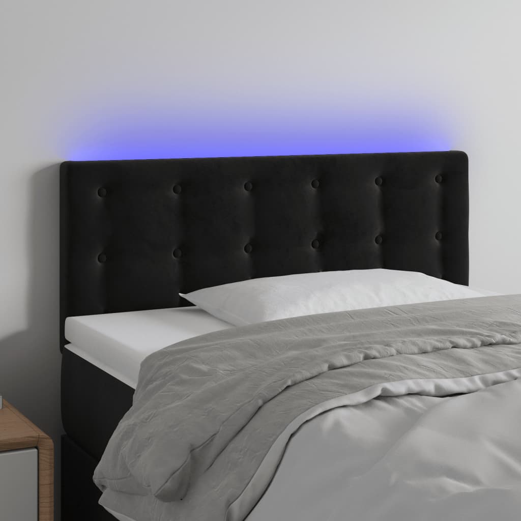 LED Headboard Black 100x5x78/88 cm Velvet