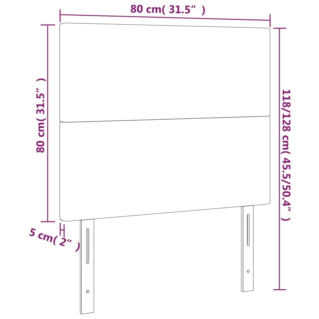 LED Headboard Black 80x5x118/128 cm Fabric