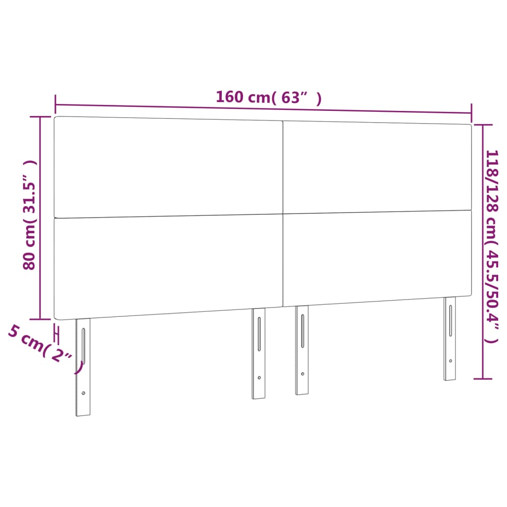 LED Headboard Black 160x5x118/128 cm Fabric