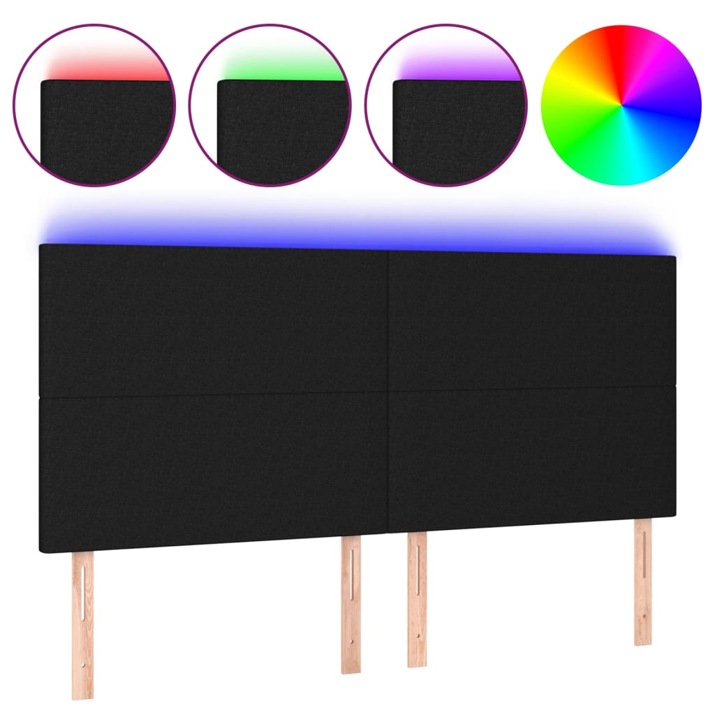 LED Headboard Black 200 cm Fabric