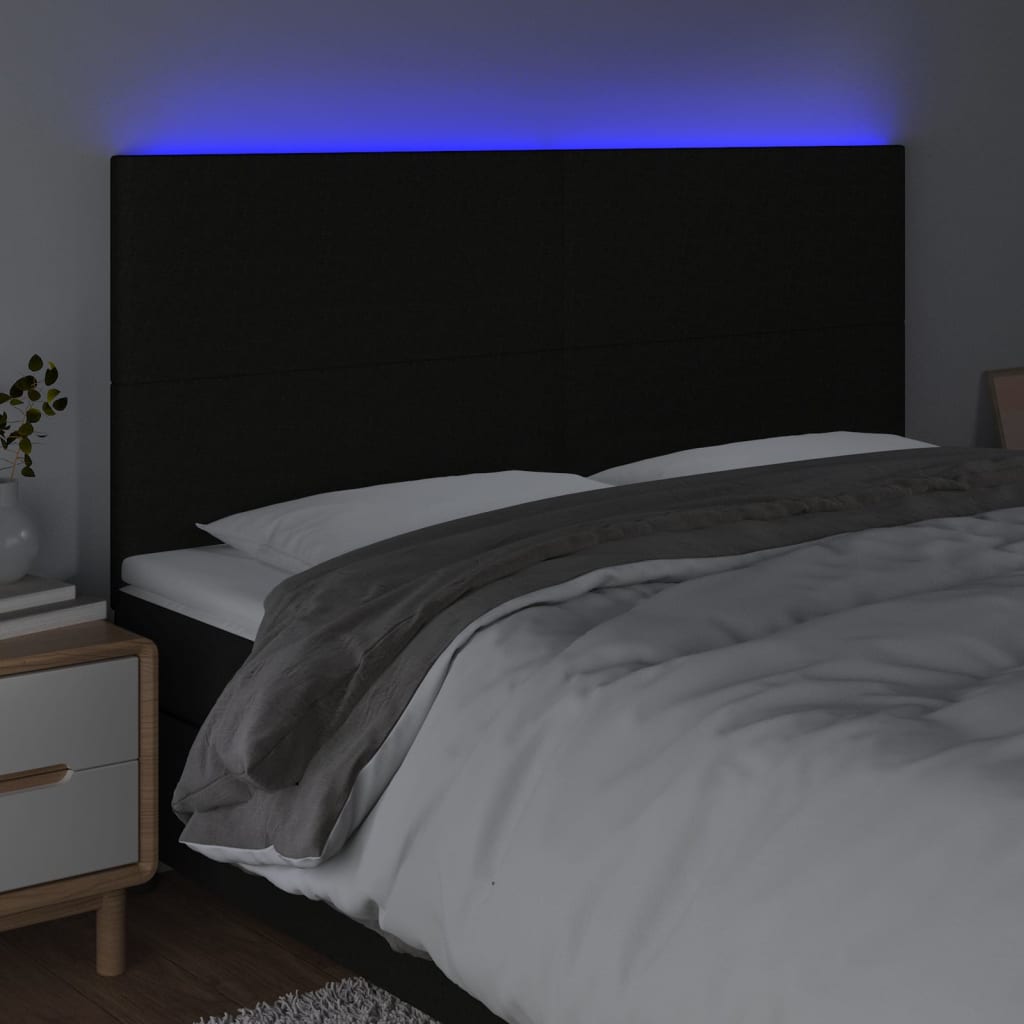 LED Headboard Black 200 cm Fabric