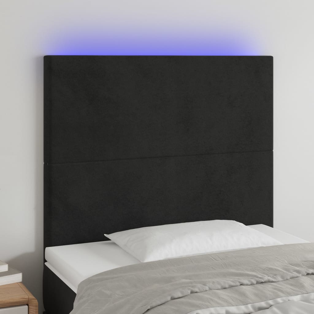 LED Headboard Black 80 cm Velvet