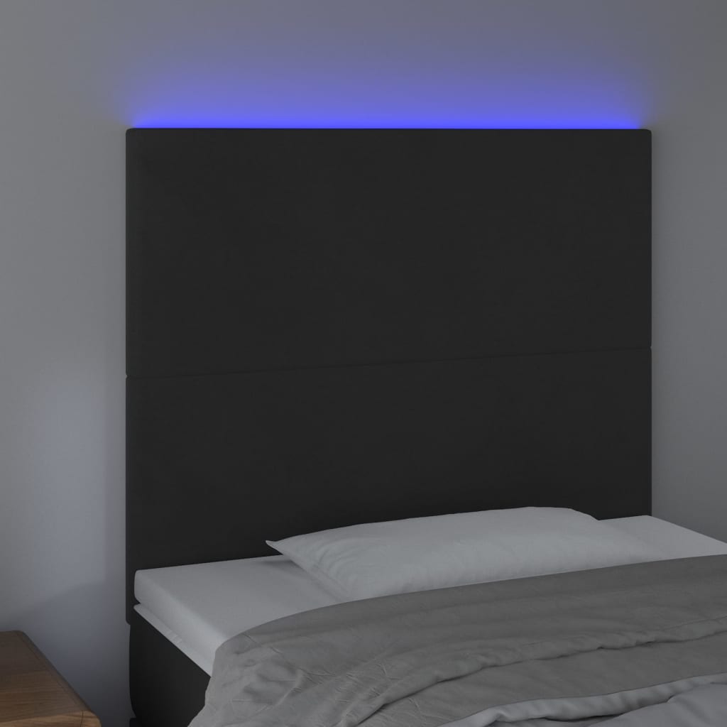 LED Headboard Black 100 cm Velvet