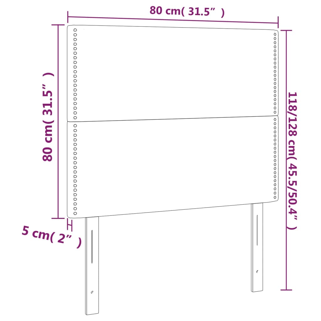 LED Headboard Dark Grey 80 cm Fabric