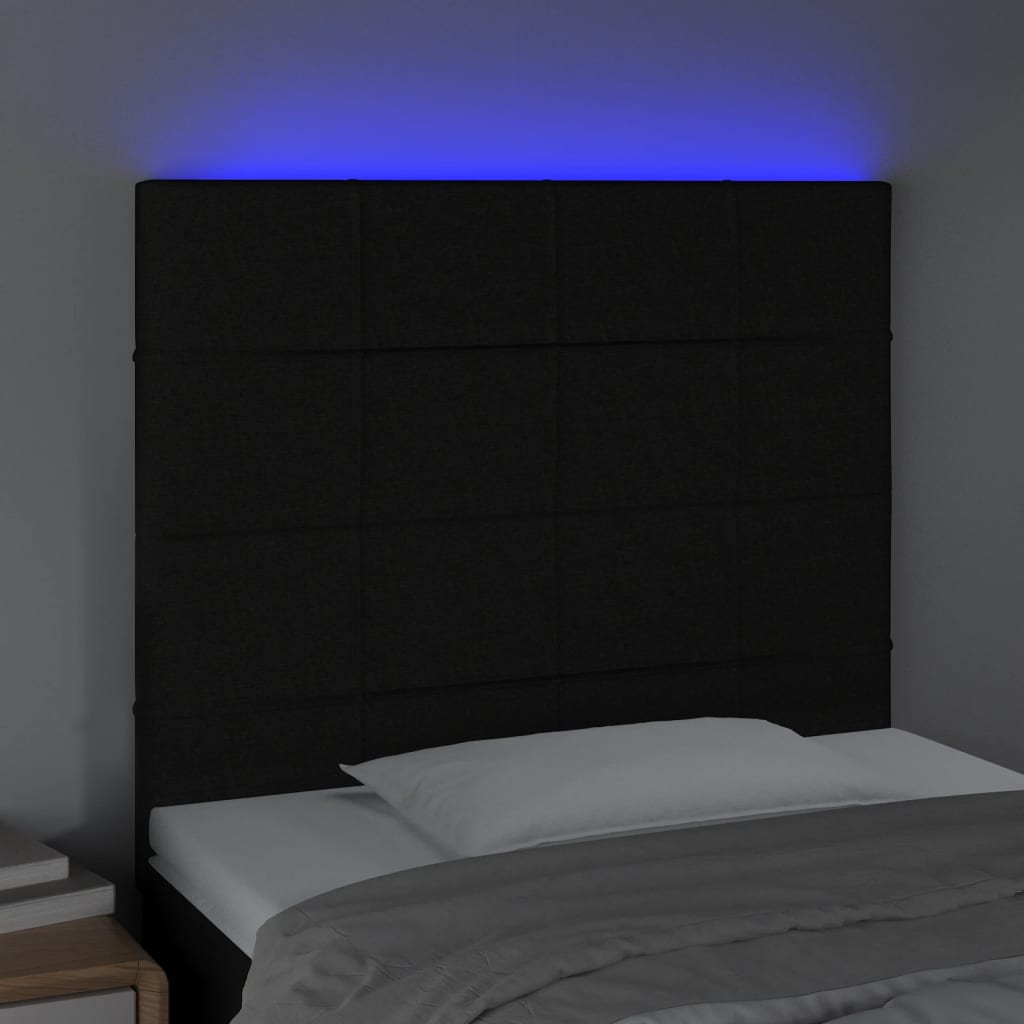 LED Headboard Black 80 cm Fabric