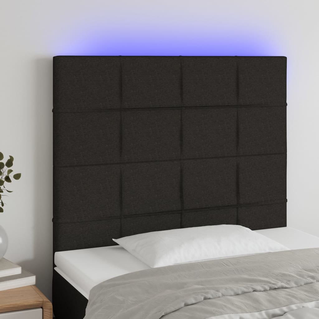 LED Headboard Black 80 cm Fabric