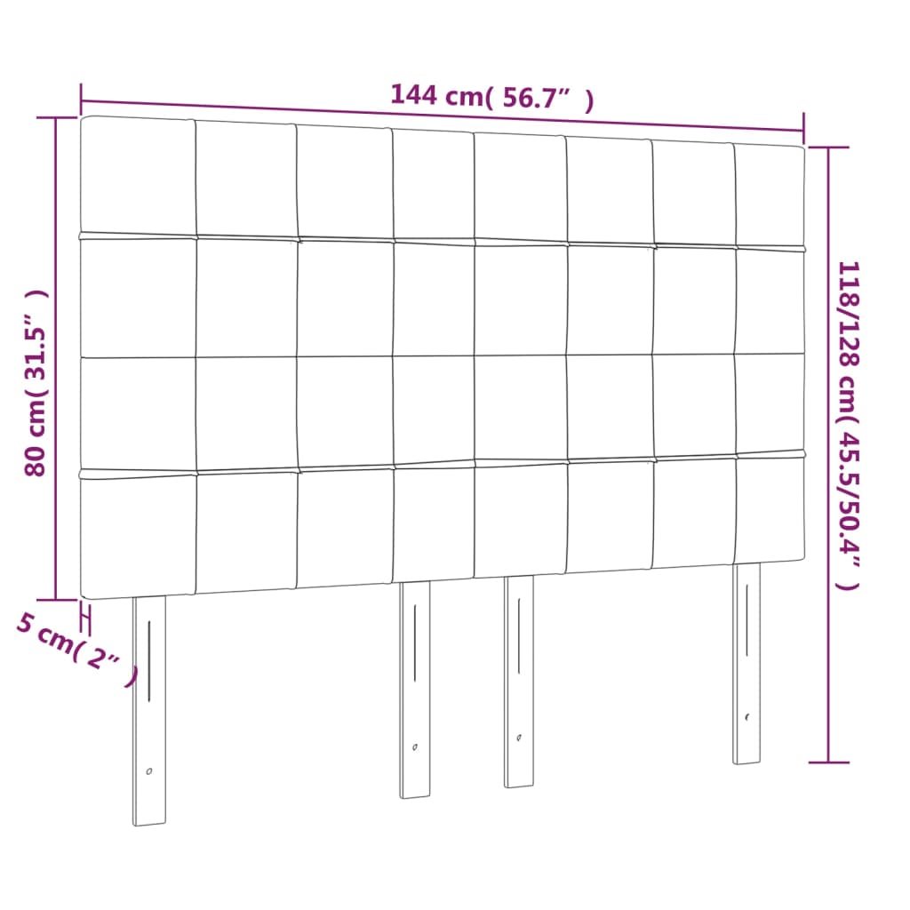 LED Headboard Dark Grey 144 cm Fabric