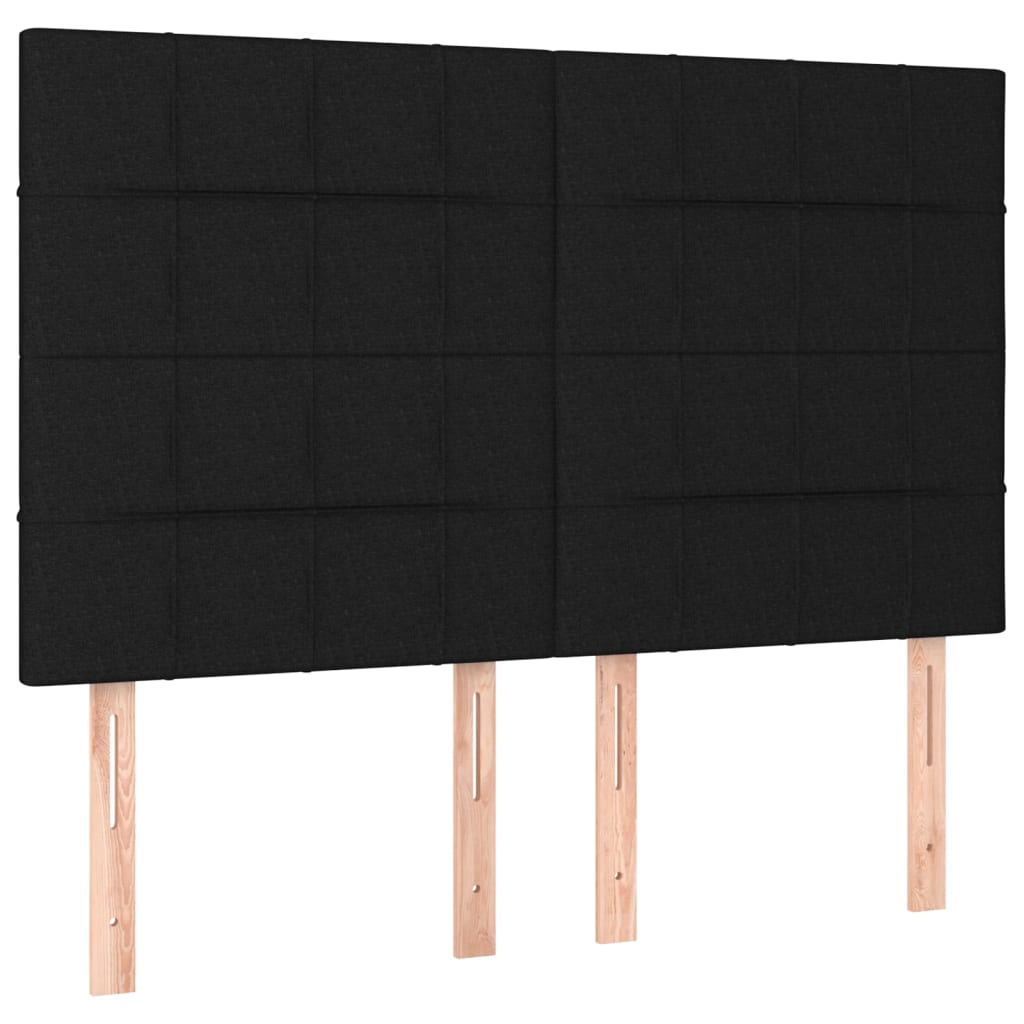 LED Headboard Black 144x5x118/128 cm Fabric