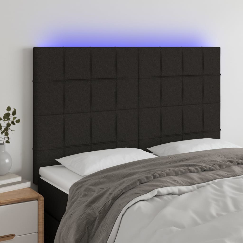 LED Headboard Black 144x5x118/128 cm Fabric