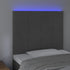 LED Headboard Dark Grey 80x5x118/128 cm Velvet