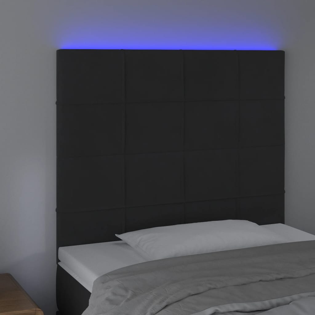 LED Headboard Black 80x5x118/128 cm Velvet