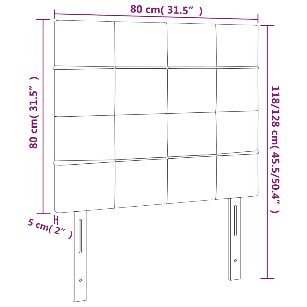 LED Headboard Black 80x5x118/128 cm Velvet