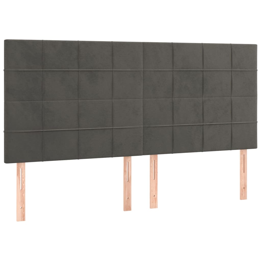 LED Headboard Dark Grey 160x5x118/128 cm Velvet