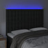 LED Headboard Black 144x5x118/128 cm Faux Leather