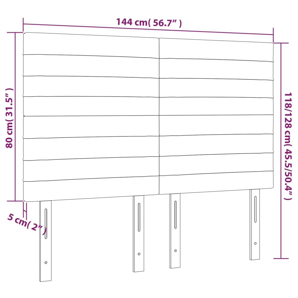 LED Headboard Dark Grey 144 cm Fabric