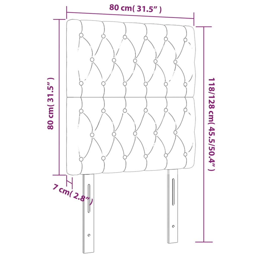 LED Headboard Dark Grey 80 cm Fabric