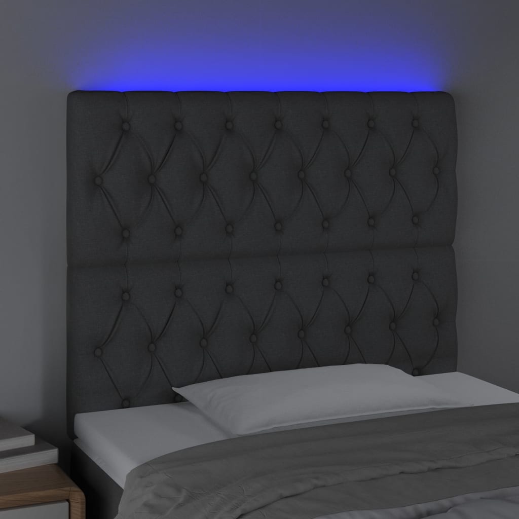 LED Headboard Dark Grey 100 cm Fabric