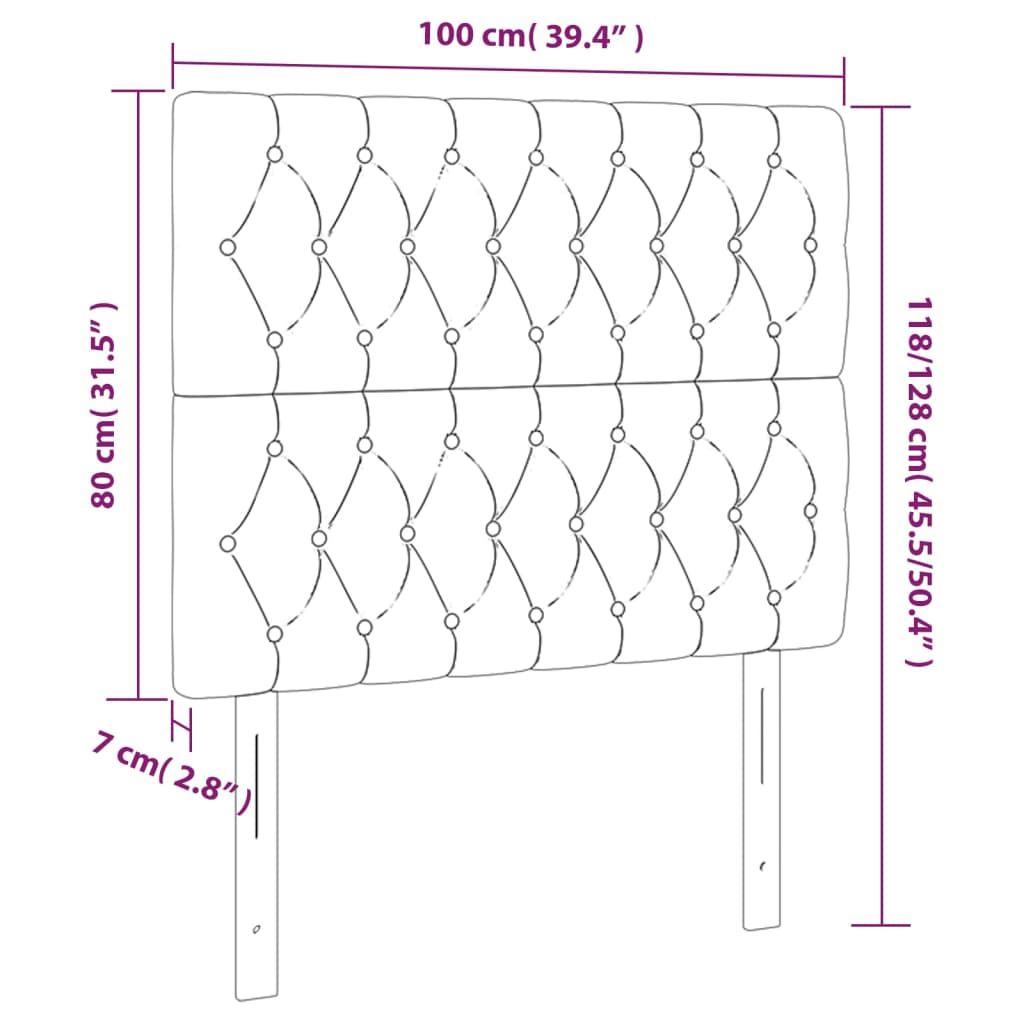 LED Headboard Dark Grey 100 cm Fabric