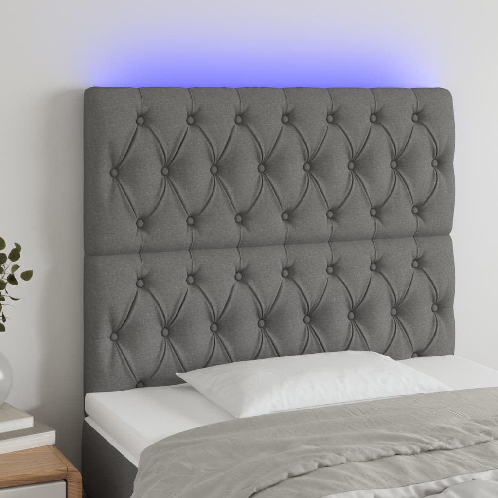 LED Headboard Dark Grey 100 cm Fabric