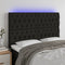 LED Headboard Black 144x7x118/128 cm Fabric