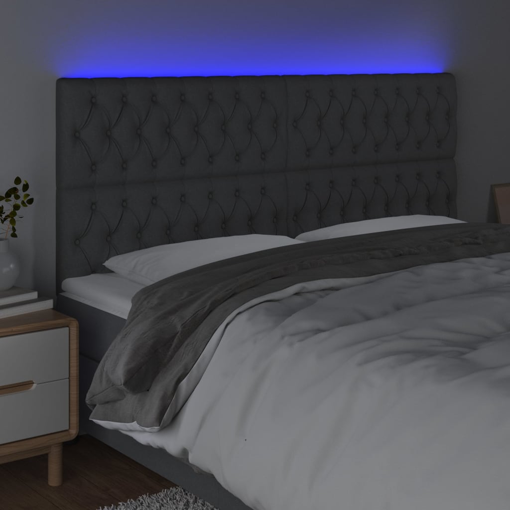 LED Headboard Dark Grey 200 cm Fabric