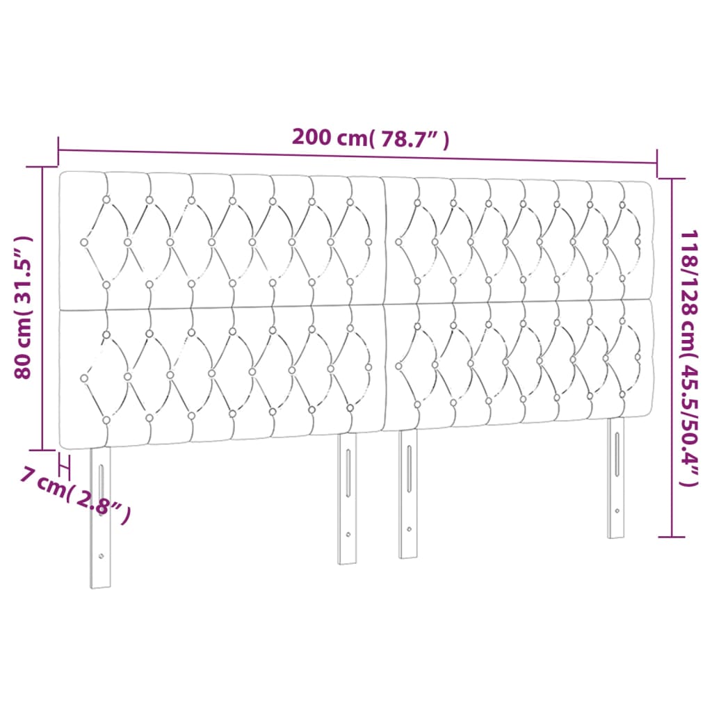 LED Headboard Dark Grey 200 cm Fabric