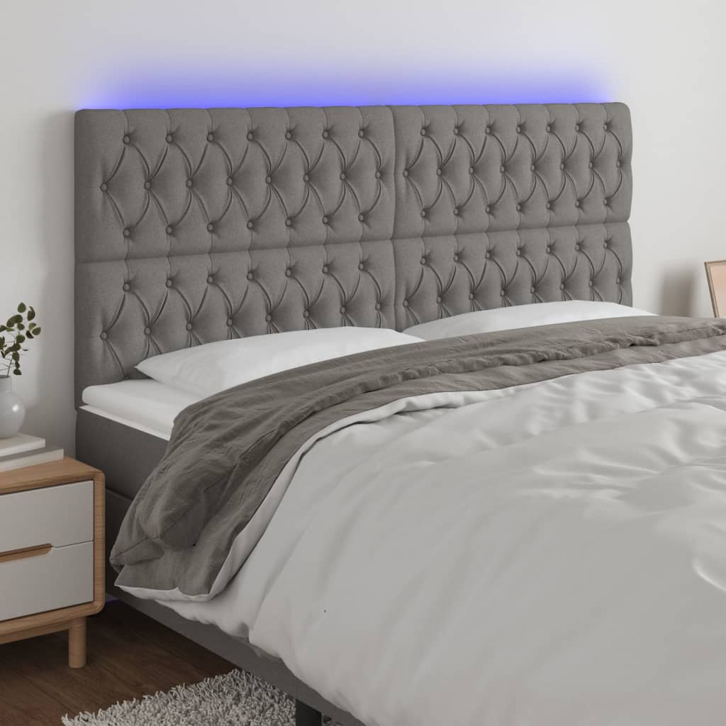 LED Headboard Dark Grey 200 cm Fabric