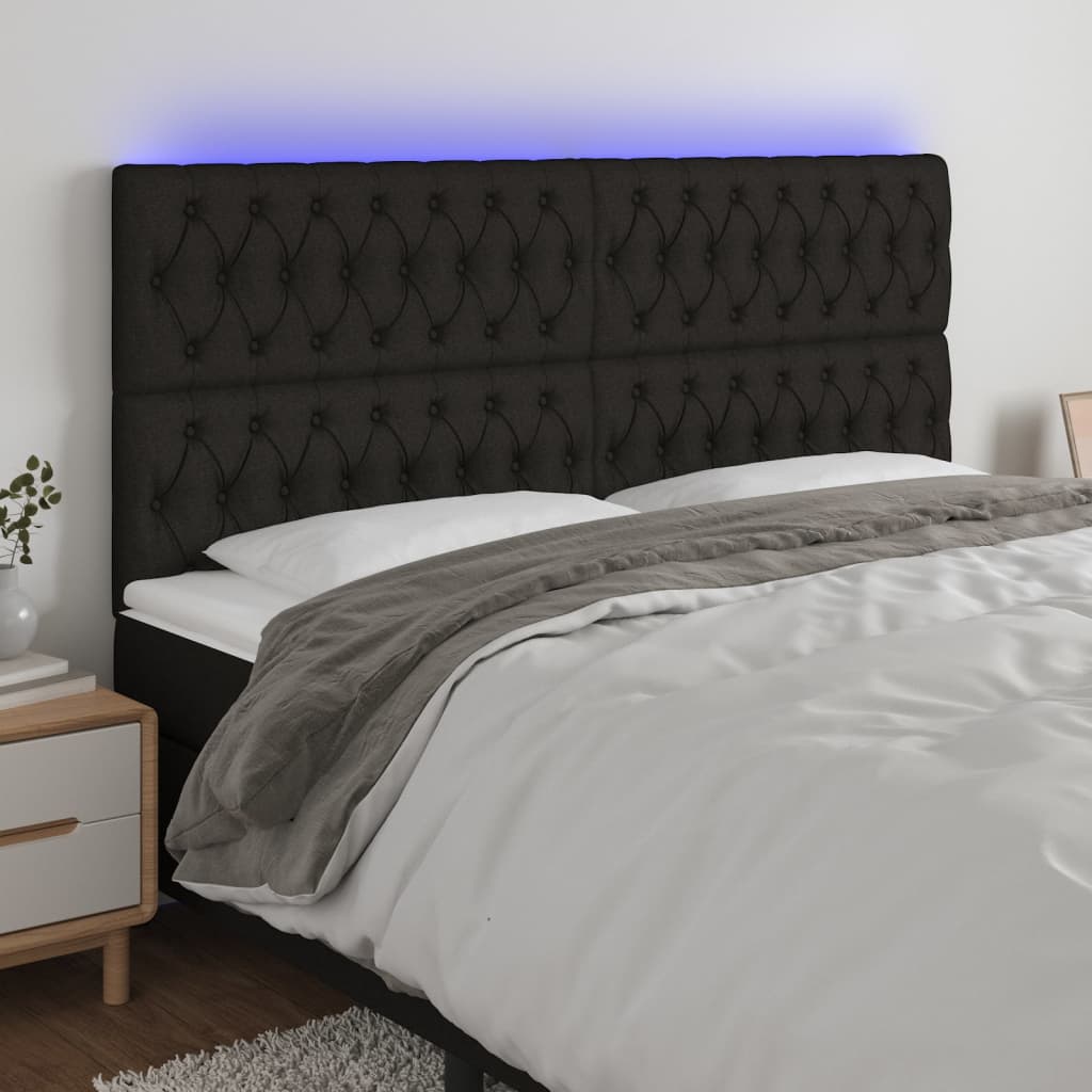 LED Headboard Black 200 cm Fabric