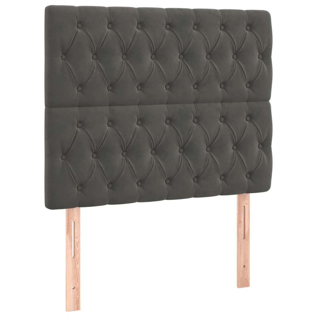 LED Headboard Dark Grey 100x7x118/128 cm Velvet