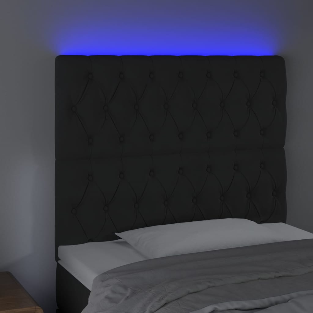 LED Headboard Black 100x7x118/128 cm Velvet