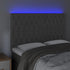 LED Headboard Dark Grey 144 cm Velvet