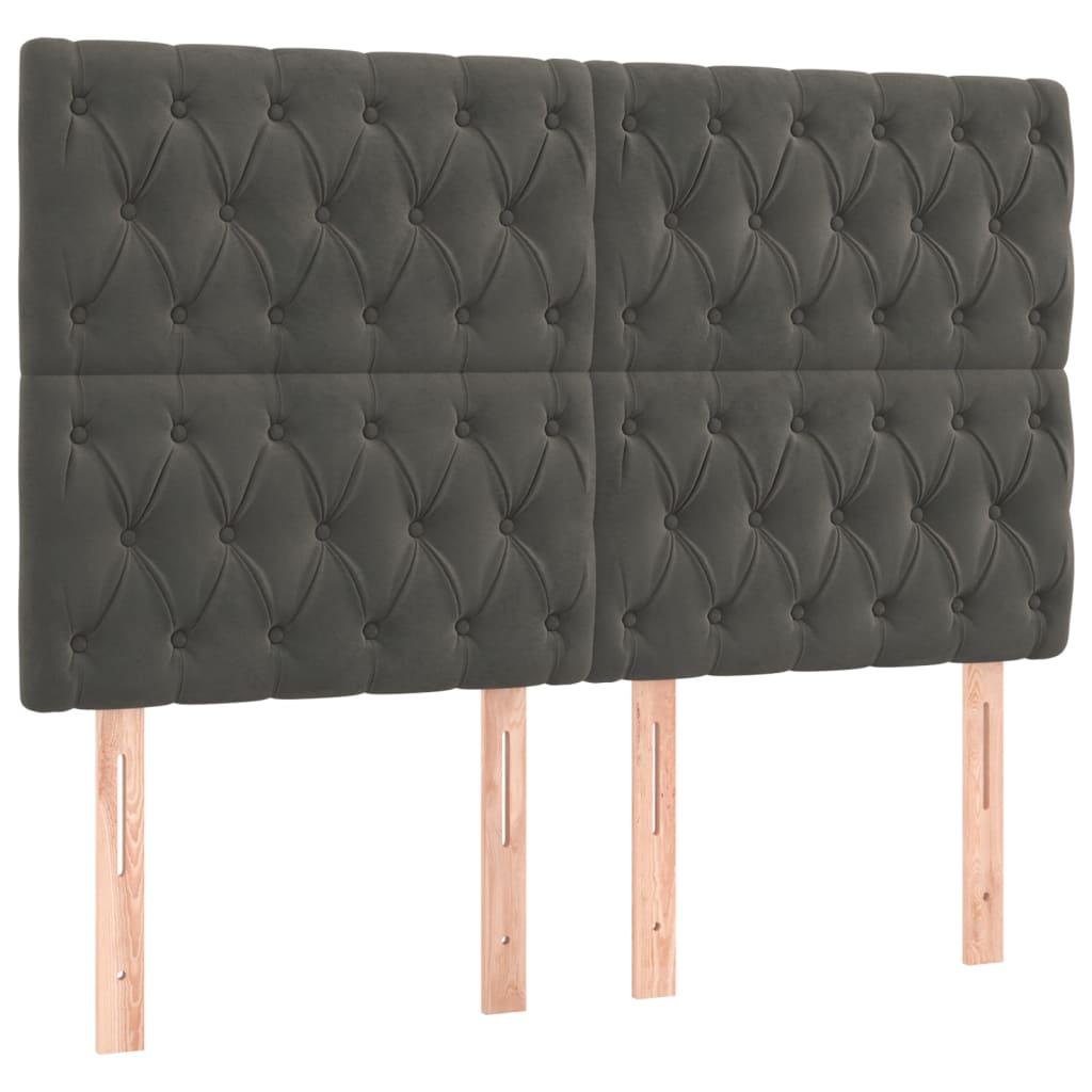 LED Headboard Dark Grey 144 cm Velvet