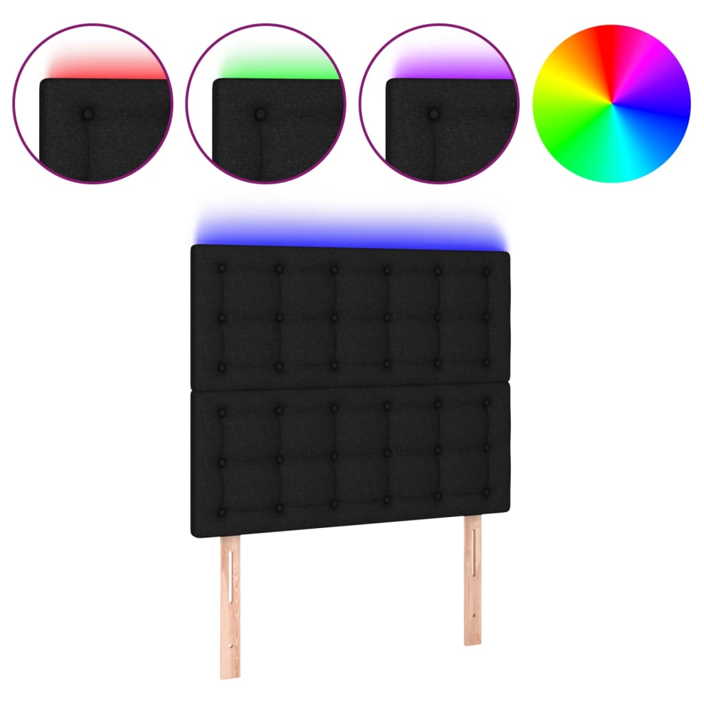 LED Headboard Black 100x5x118/128 cm Fabric