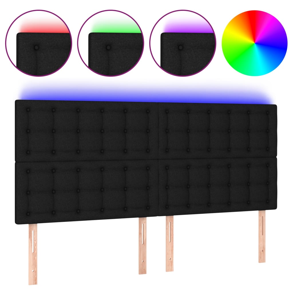 LED Headboard Black 160x5x118/128 cm Fabric