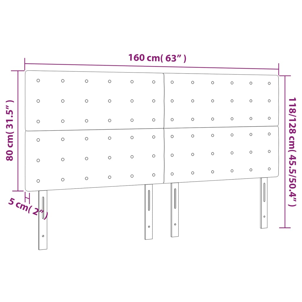 LED Headboard Black 160x5x118/128 cm Fabric