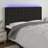 LED Headboard Black 200x5x118/128 cm Fabric